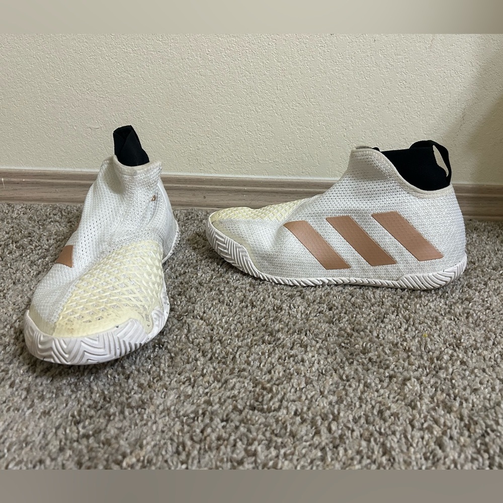 Adidas Stycon Laceless Hard Court Tennis Shoes Cloud White Size 7 White Black
